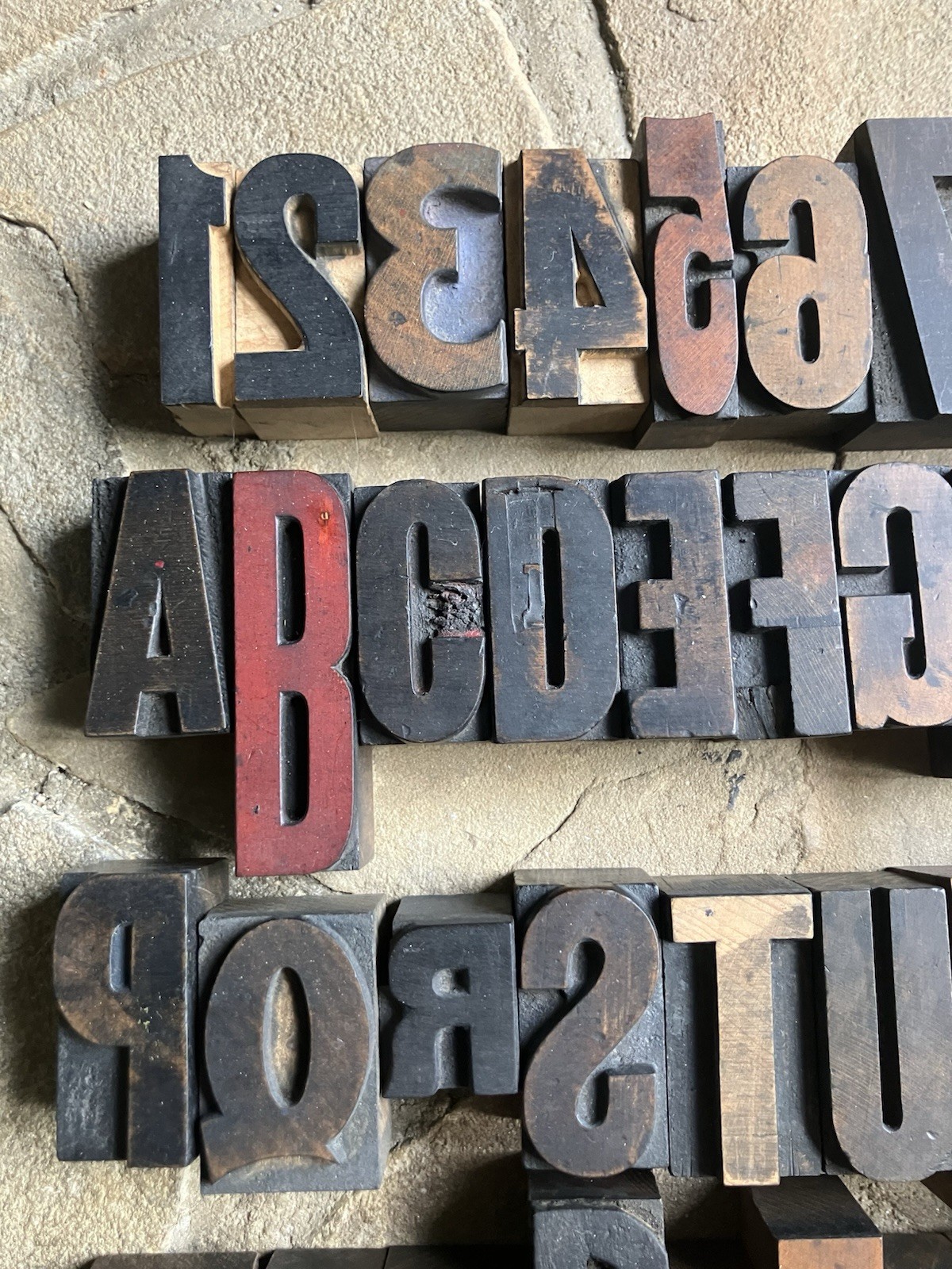 62 Vintage Letter Number Letterpress Wooden Print Blocks Two Full Alphabets
