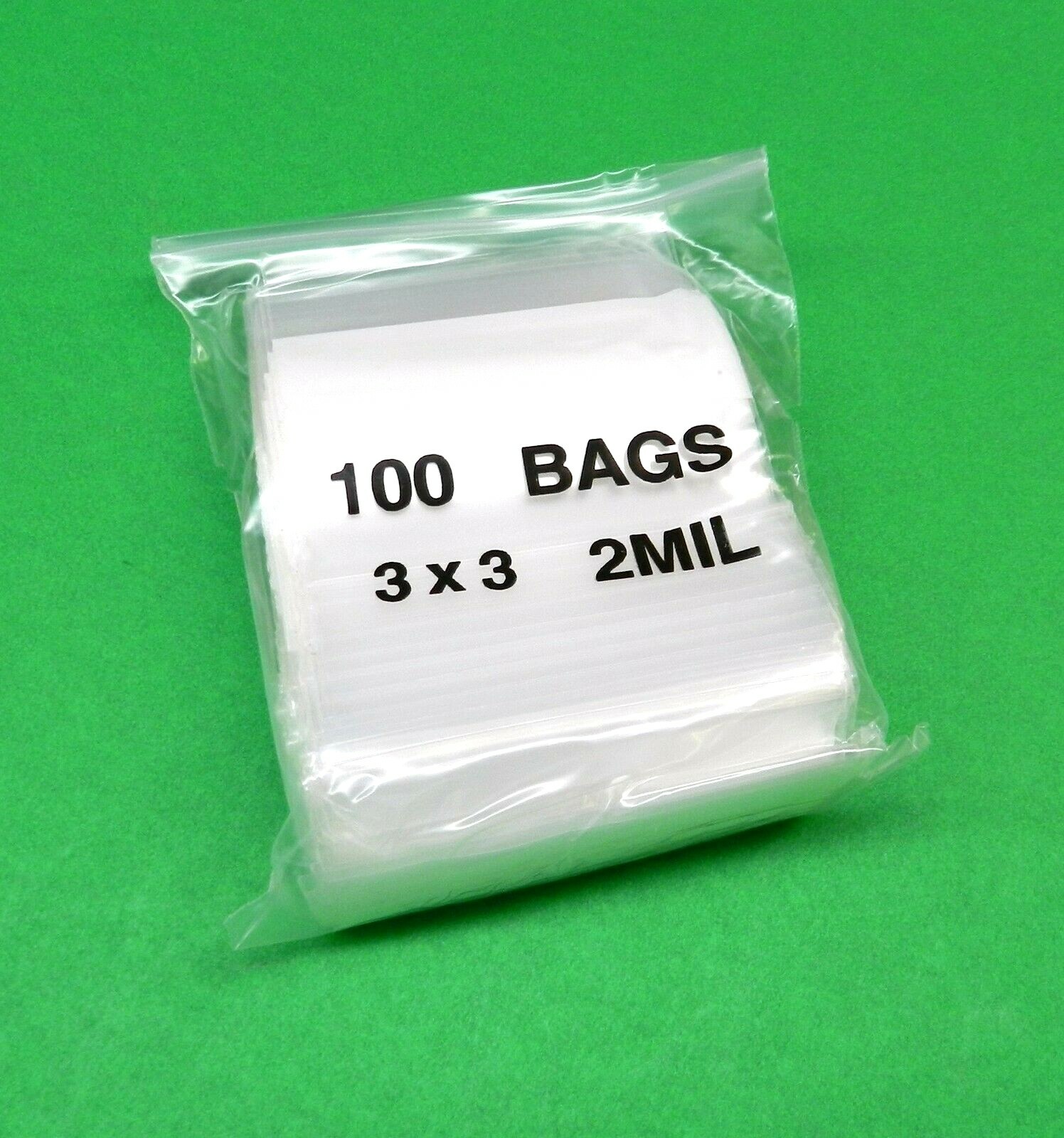 100 3×3 Zip Seal Lock Bags White Block 2mil Writeable Zip Slide Lock 3″ Square