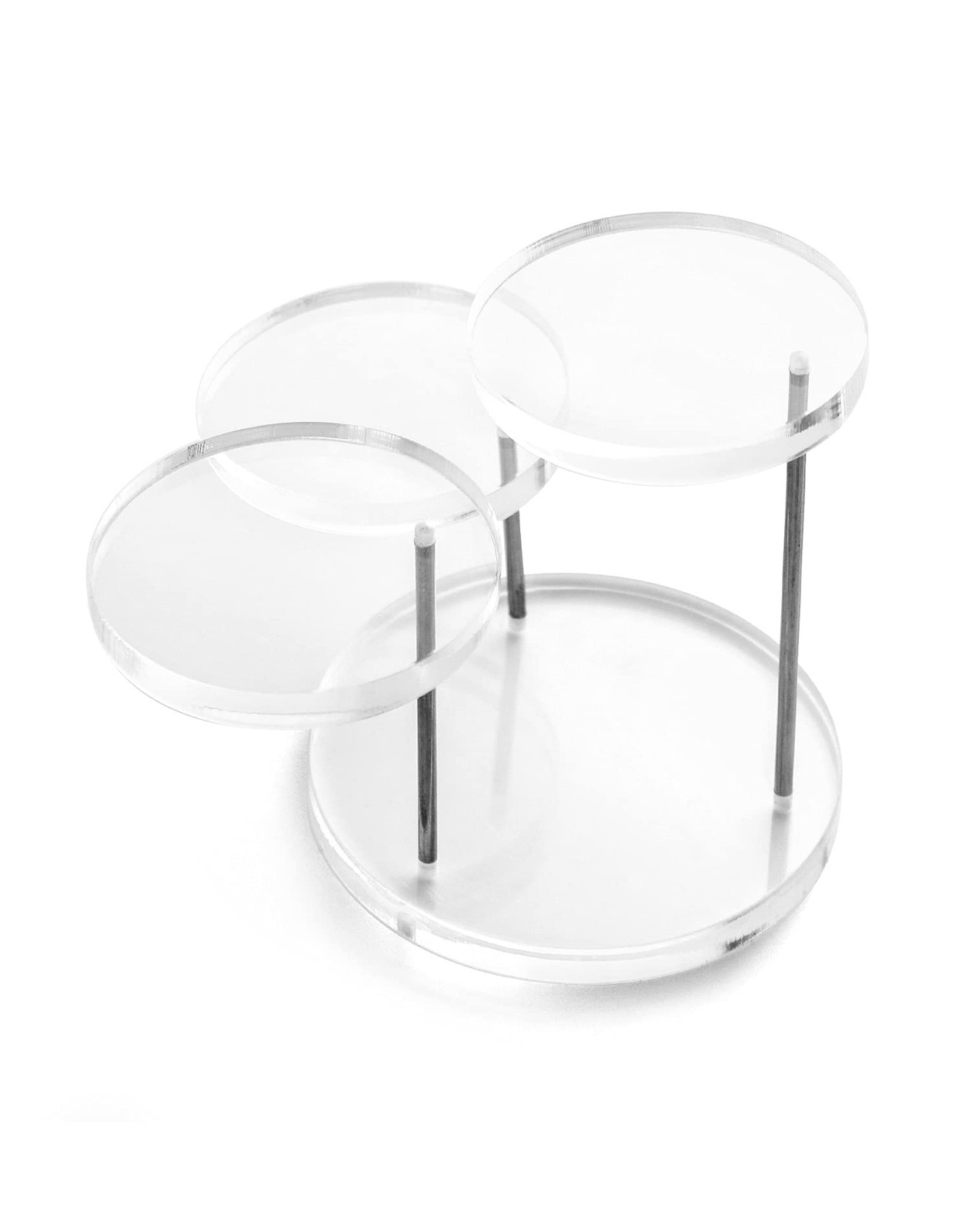 QWORK Round Acrylic Products Display Riser Stands, 3 3 Tier, 2 Pack, Clear