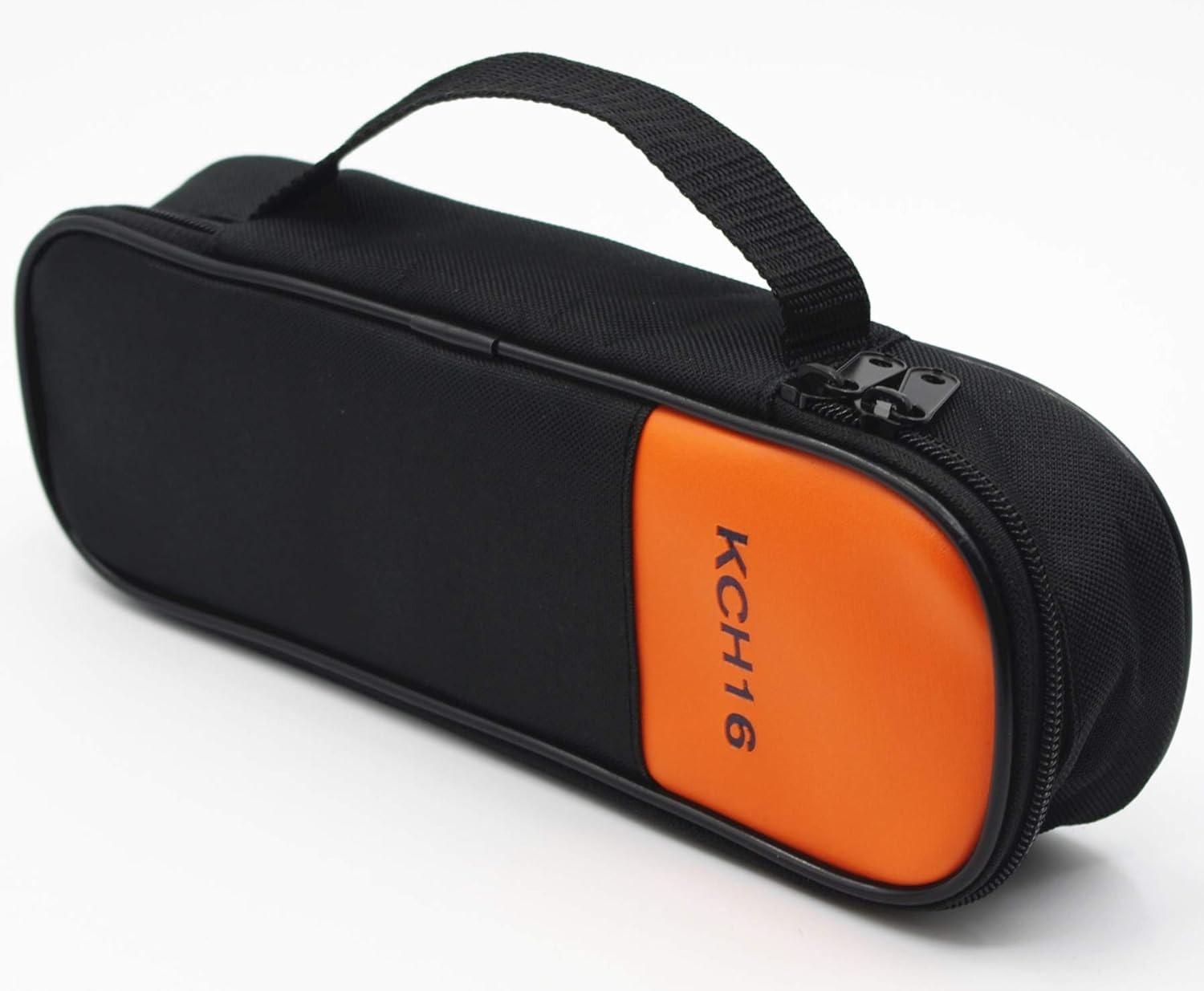 Heavy Duty Clamp Meter Storage Case with Double Zipper Black Orange Protective