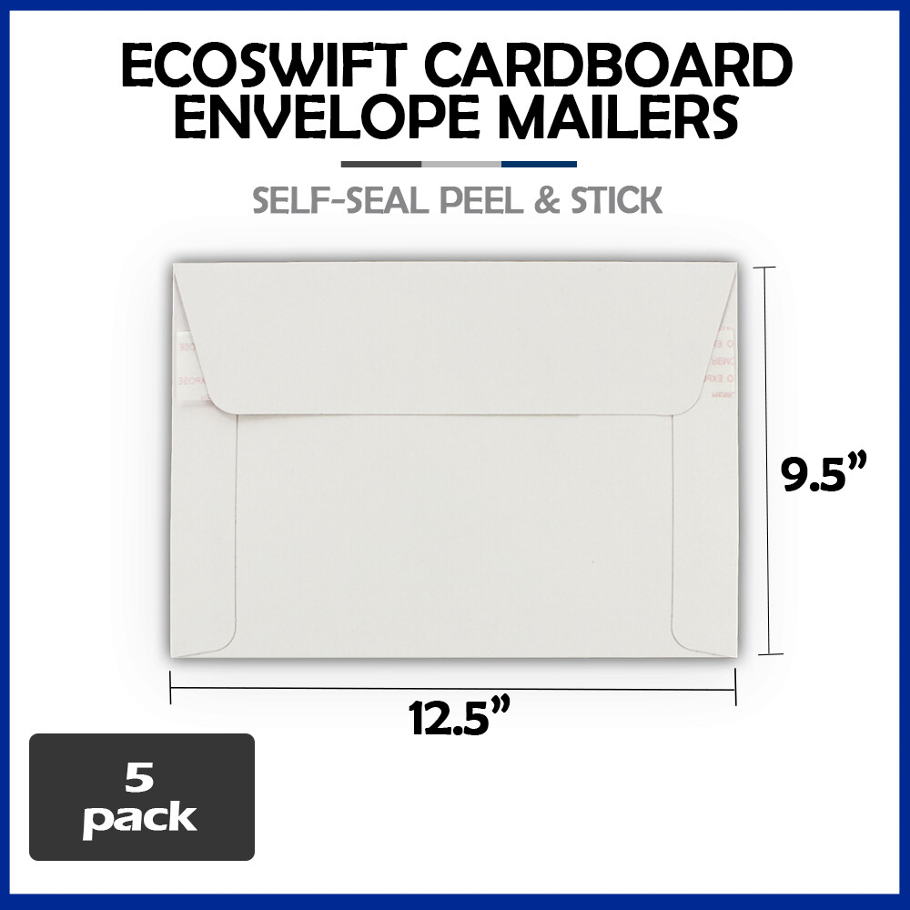 5 – 12.5 x 9.5 “EcoSwift” Brand Self Seal Ship Photo Cardboard Envelope Mailers