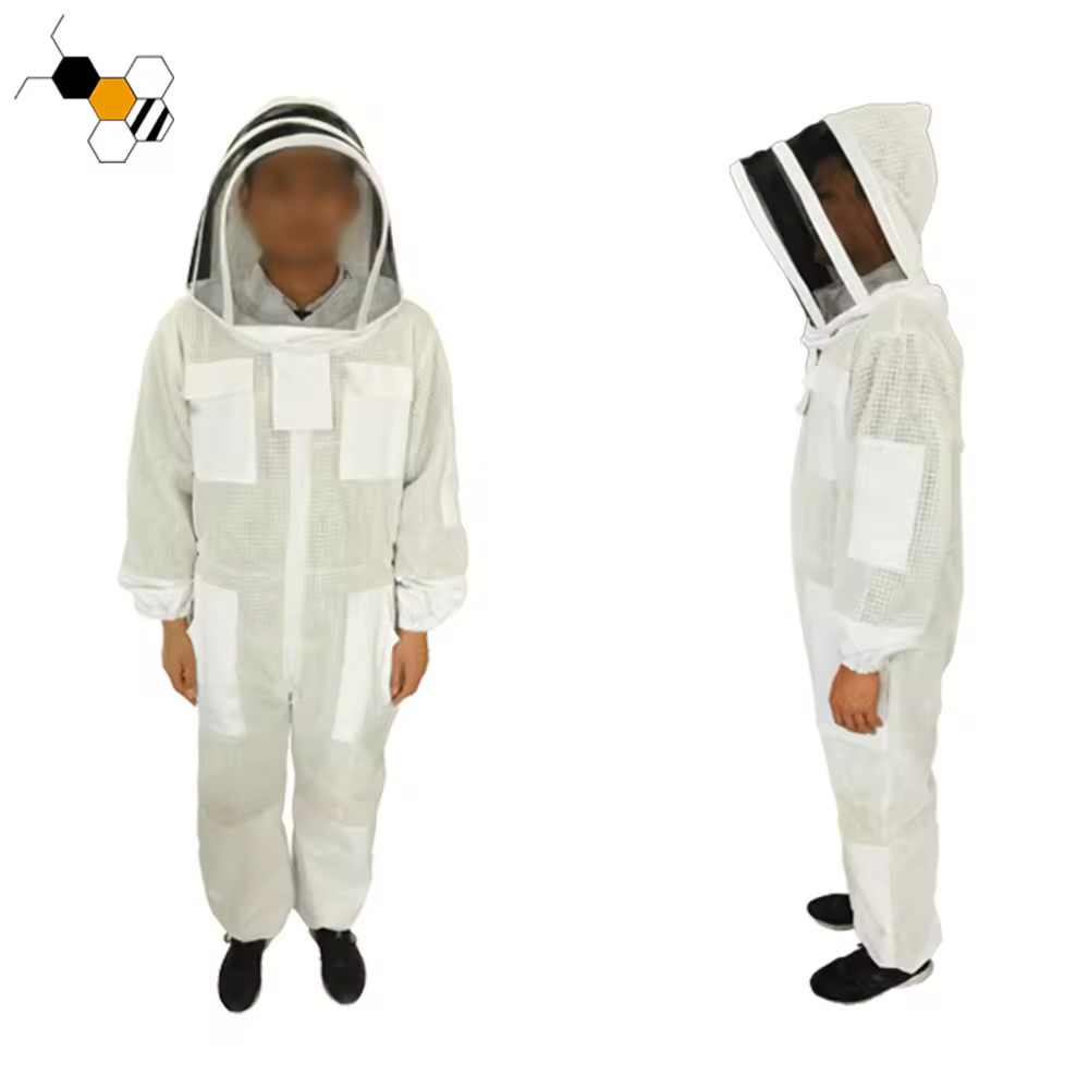 3 Layer Ultra Ventilated bee beekeeping Suit Astronaut Veil w/ Goat Skin Gloves