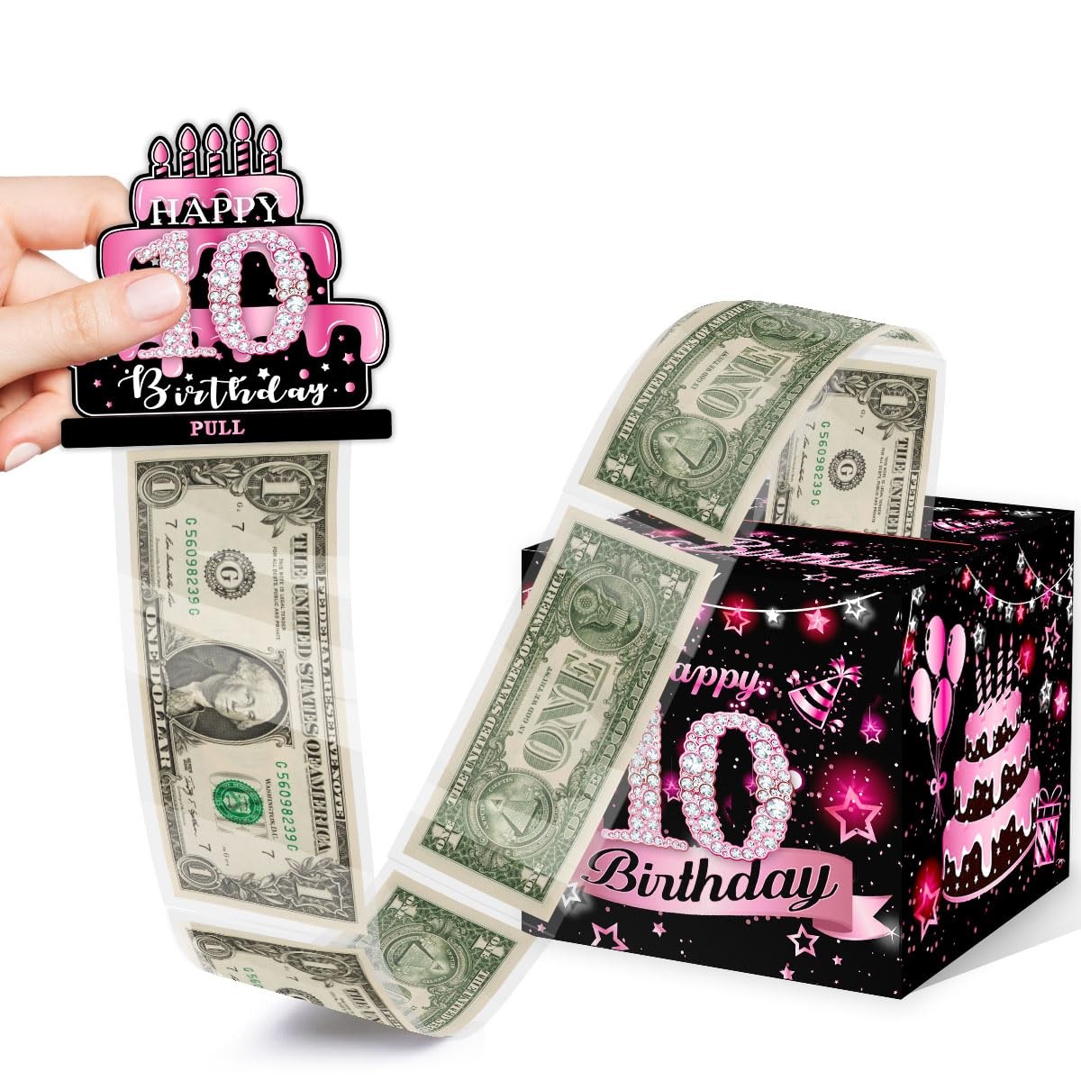 Pink DIY Surprise Explosion Money Box Gift Set 35 Bags 10th Birthday Decor