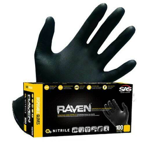 100-1000 SAS Safety RAVEN 66519-66520 6mil Nitrile Glove Powder Free, M L XL XXL