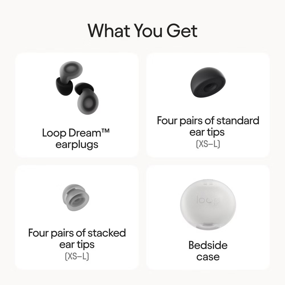 Loop Dream Earplugs for Deep Sleep, Napping and Snoring – Black