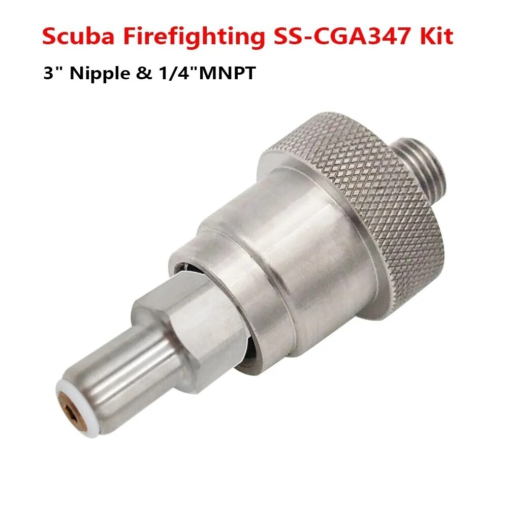 SCBA Firefighting SS-CGA 347 Kit 1/4 Inch MNPT Hand Tight Nut And 3 Inch Nipple