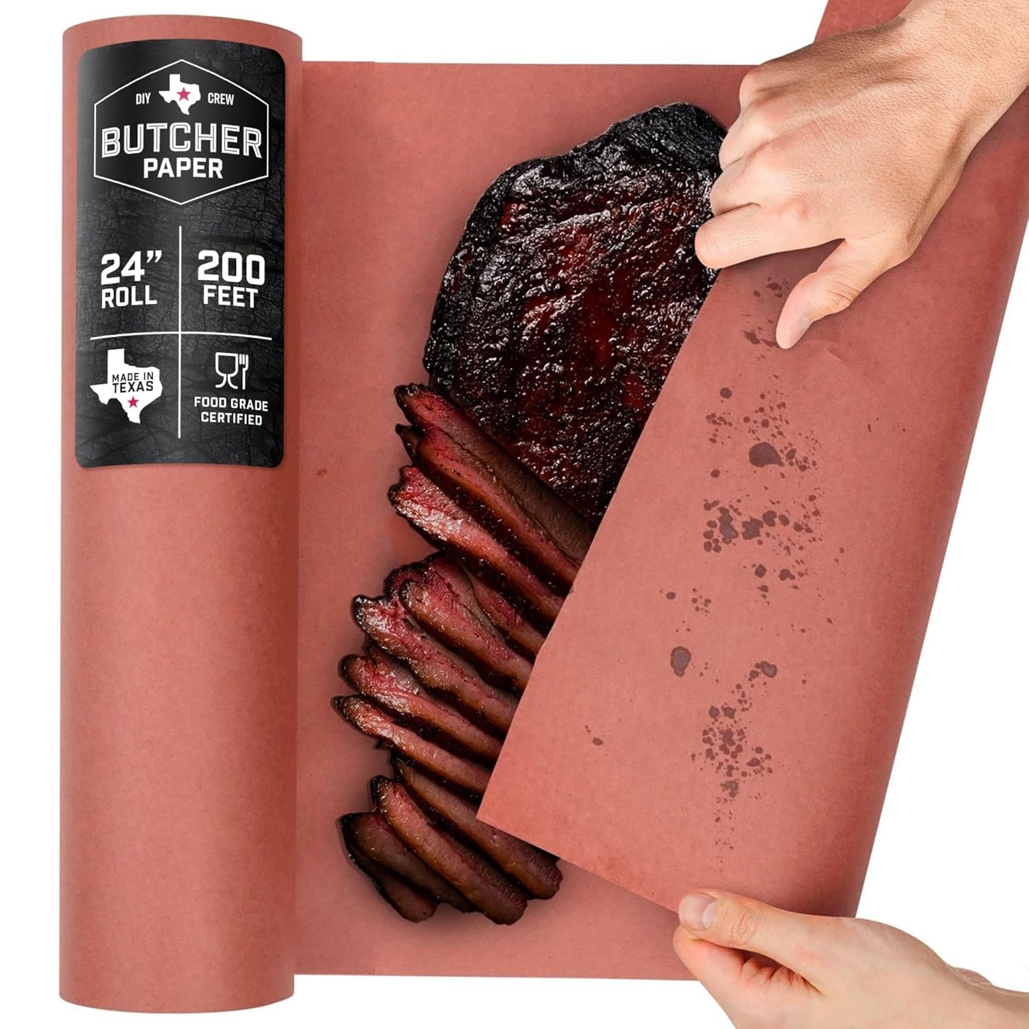 Pink Butcher Paper Roll 24″ x 200′ Food-Grade for BBQ and Smoking Meat