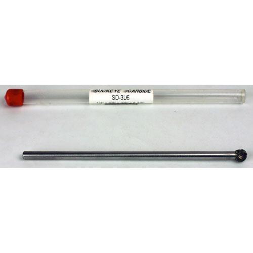 Carbide Burr (SD-3L6) Ball Shape – Single Cut – 1/4 x 3/8 x 3/8 x 6 3/8