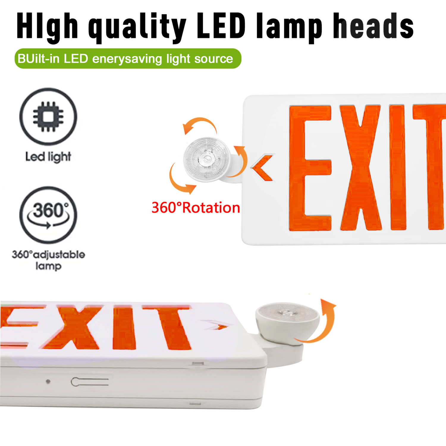 LED Exit Sign lamp & Emergency Light – Dual LED Lamp UL-94 Fire Resistance light