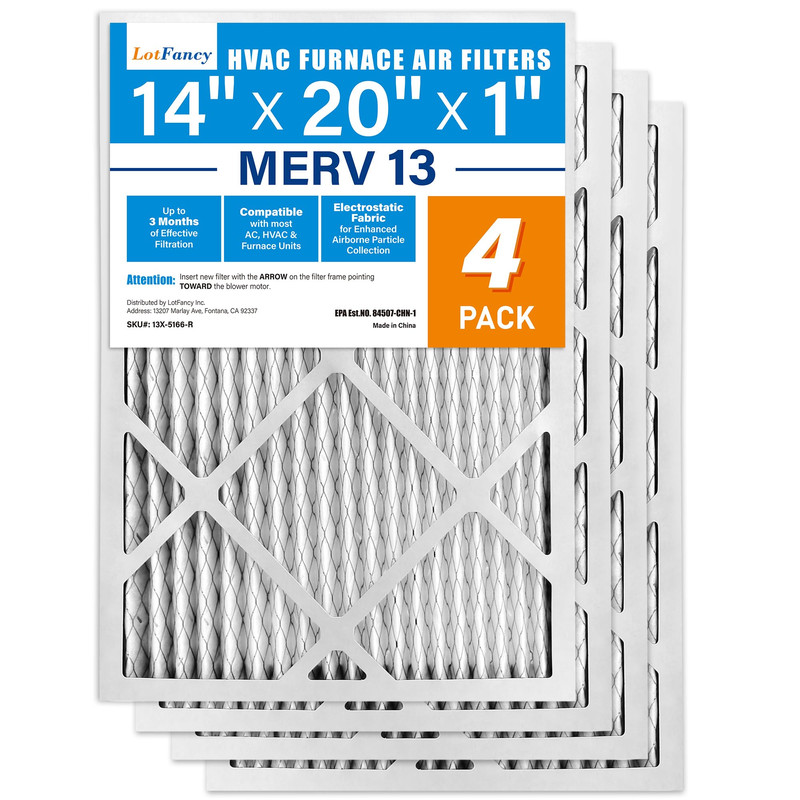 Lotfancy 14X20X1 Air Filter Merv 13 4-Pack Actual Size 13.75X19.75X0.75