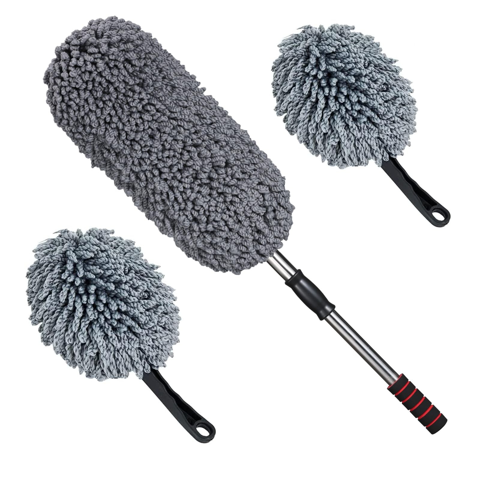 IPELY 3 Pack Large Microfiber Car Interior and Exterior Duster (Kit), Gray