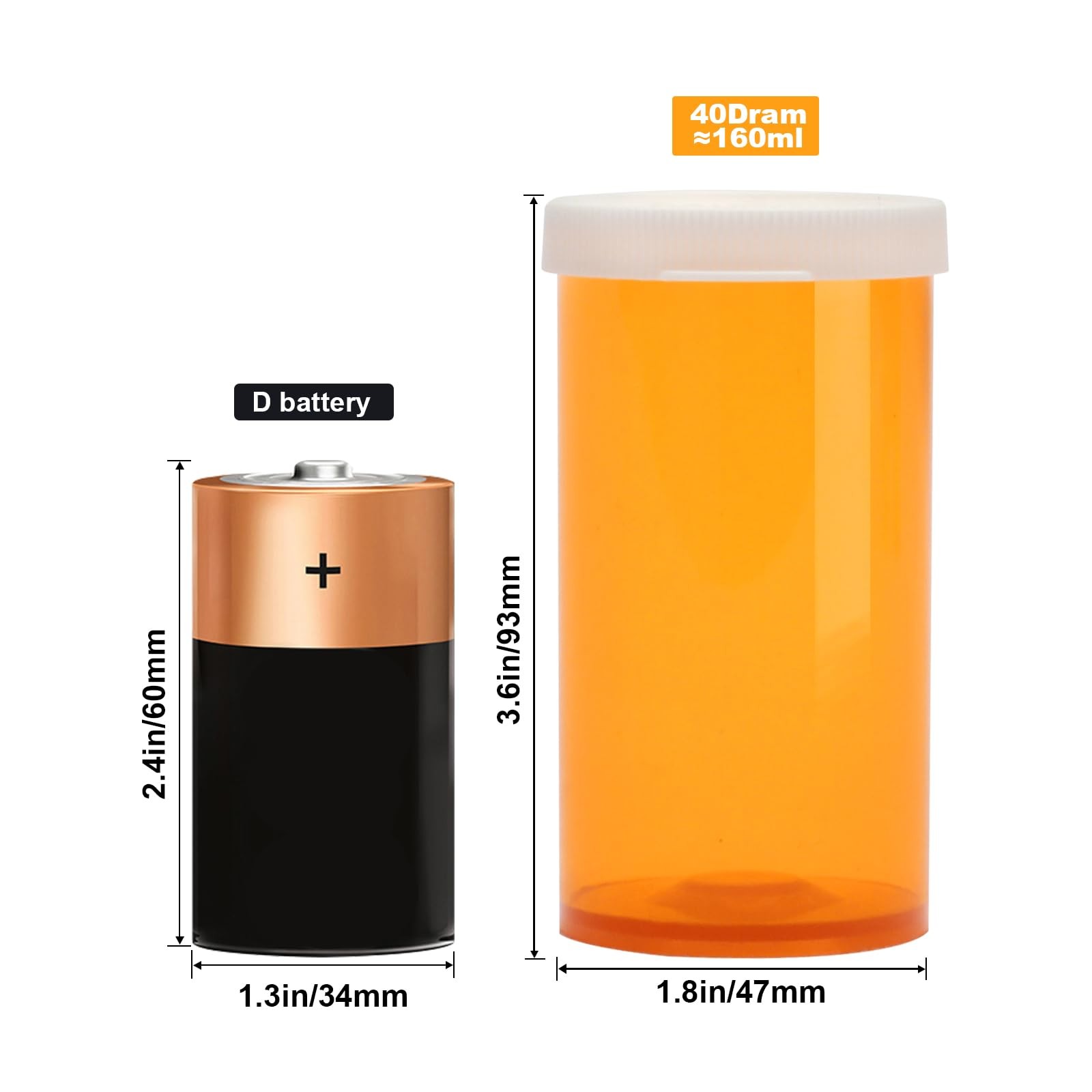 12-Pack Empty Plastic Pill Bottles 40 Dram Easy Open Caps Prescription Medicatio