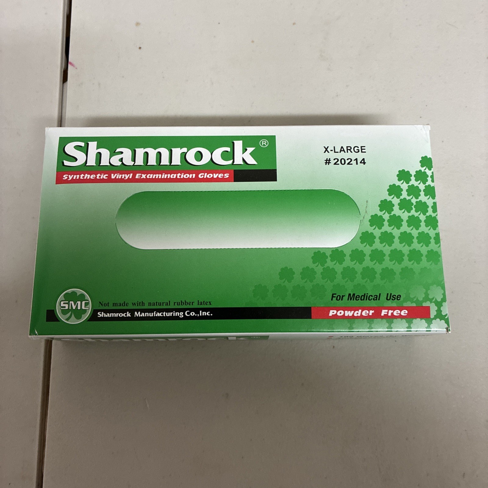 Shamrock Synthetic Vinyl Examination Gloves Powder Free X-Large 1 Box 100ct