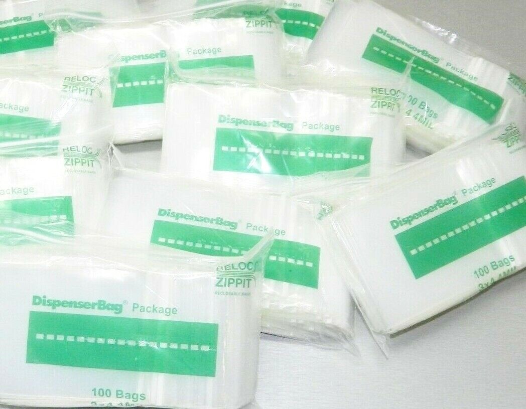 2000 Reloc Zippit Bag 3×4″ 4 Mil Clear Zip Seal Lock Reclosable 3 x 4 4mil 2,000