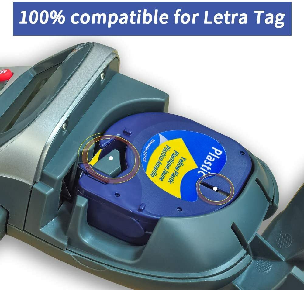 5PK Compatible Dymo LetraTag Refill 91331 12mm White Plastic Label Tape LT-100H