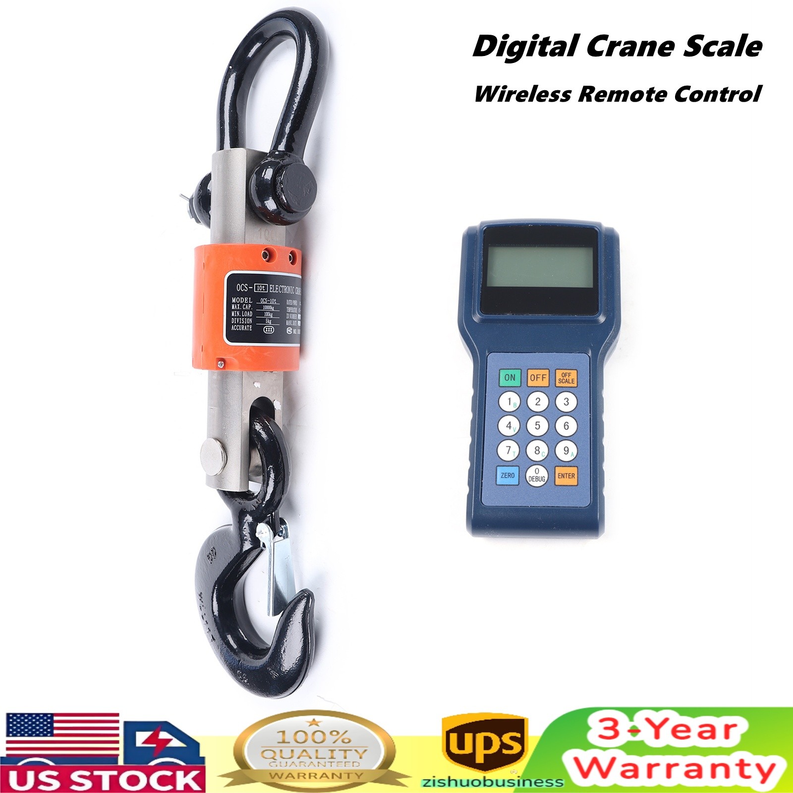 10000kg 10T HD Wireless Electronic Digital Hanging Crane Scale W/ Handheld Meter