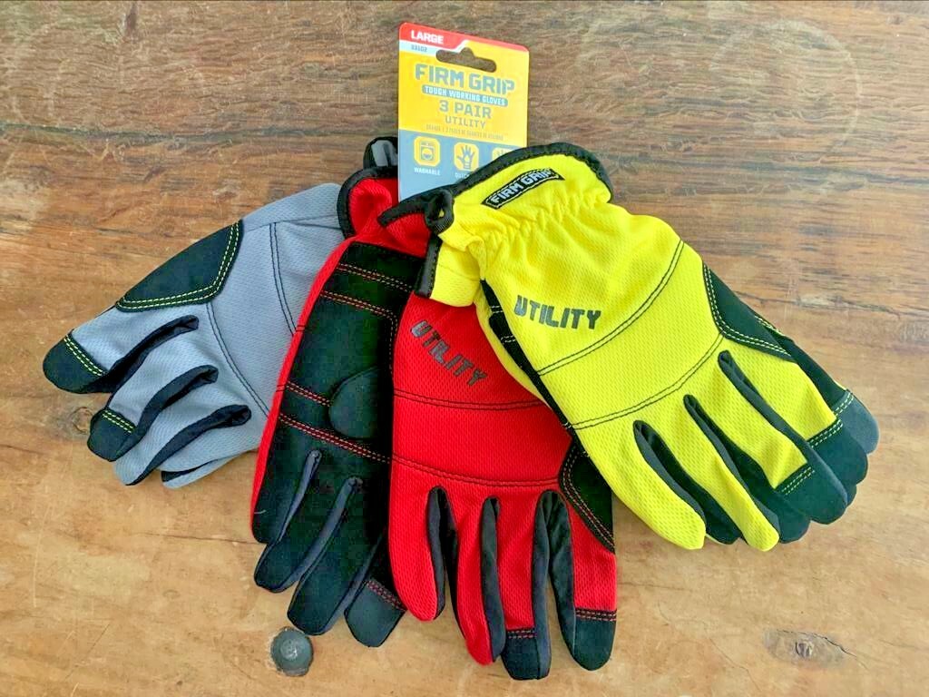 3-Pack Gloves Firm Grip Utility Working Gloves Size Large High Dex Performance