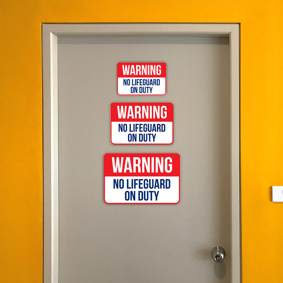 Classic Framed Plus Warning No Lifeguard On Duty Wall or Door Sign