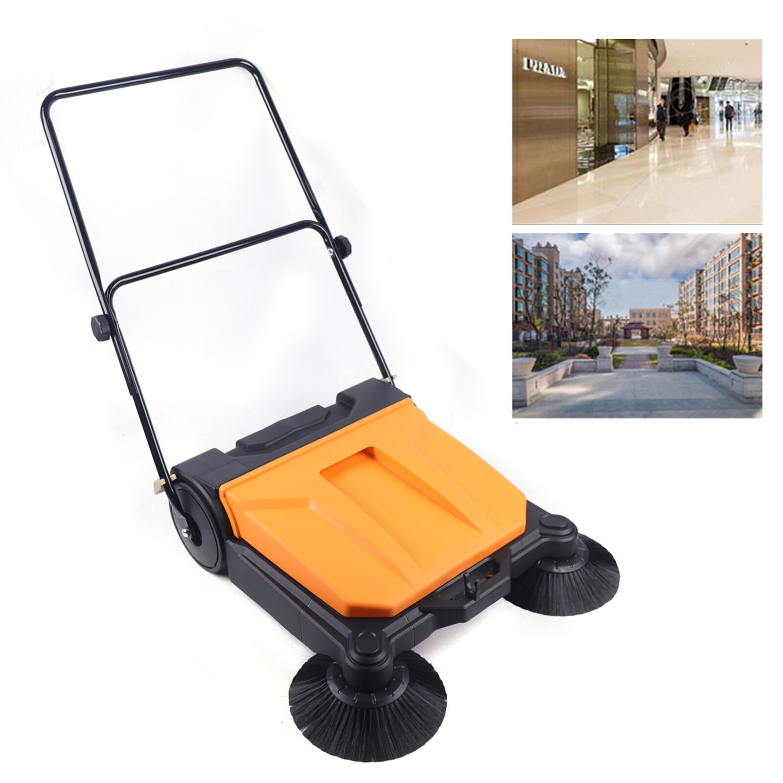 26 Inches Twin Walk-Behind Outdoor Hand Push Floor Sweeping Sweeper No Electric