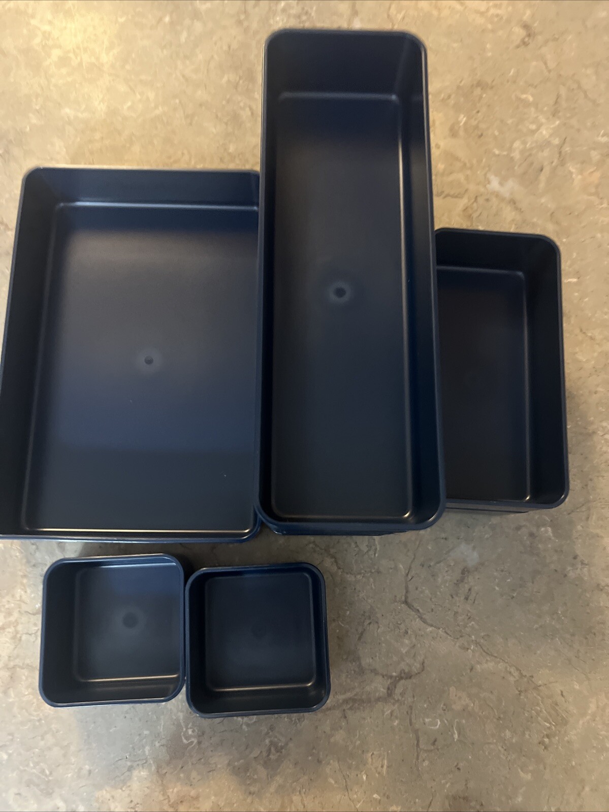 New Chancetsui 9 Pcs Stackable Drawer Organizer Trays Set Navy Blue