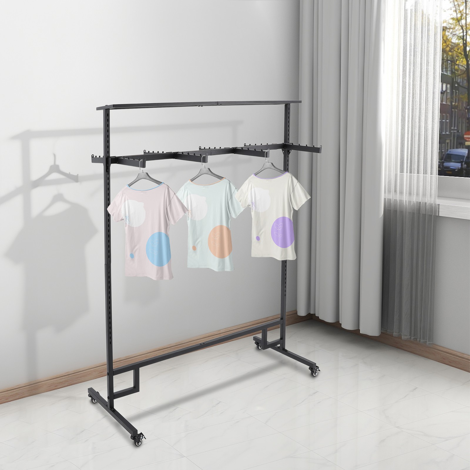 Clothing Display Rack, Floor Standing Garment Rack, 8 Arms Clothing Rack