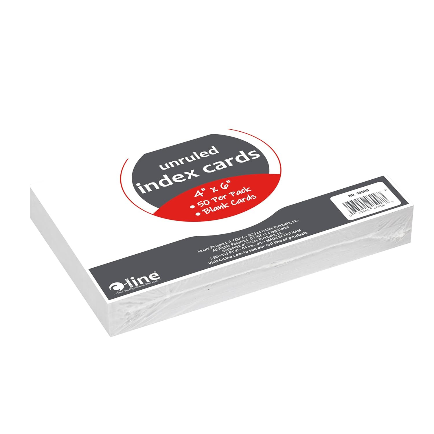 4” X 6” Index Cards, White, Unruled, 50/PK (48908)