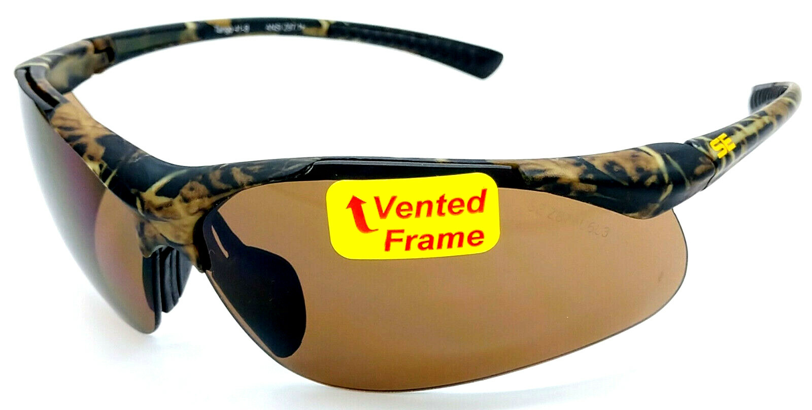 Shooter’s Edge Tango Z87.1 Safety Shooting Glasses matte Camo frame w Brown lens