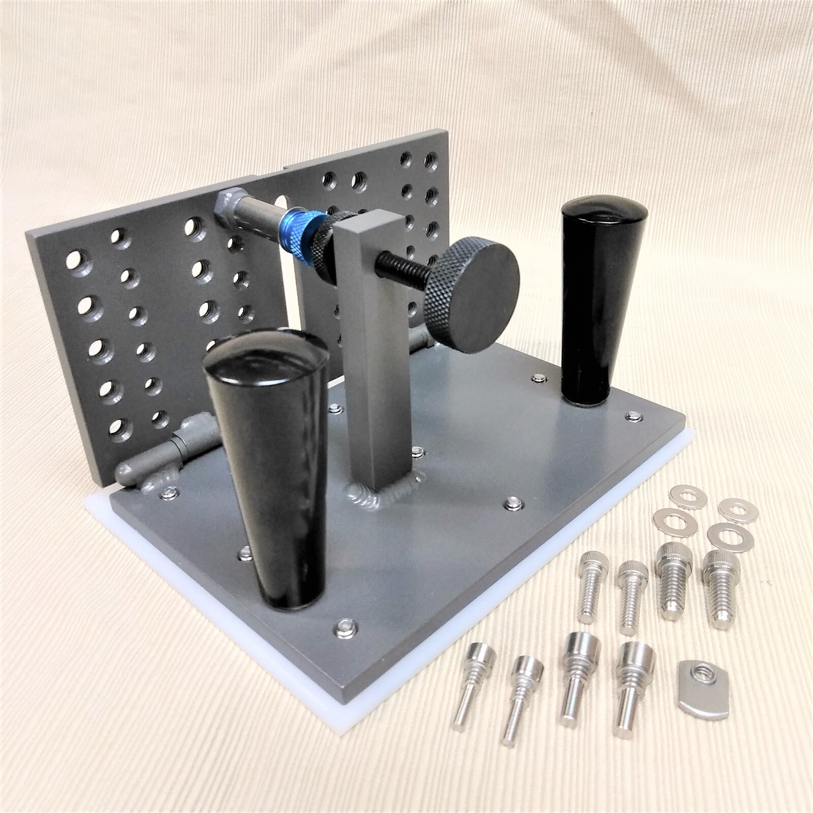 Knife Bevel Jig 6″ x 2.5″ with Handles and Hardware, D-D Work Rest Made in USA