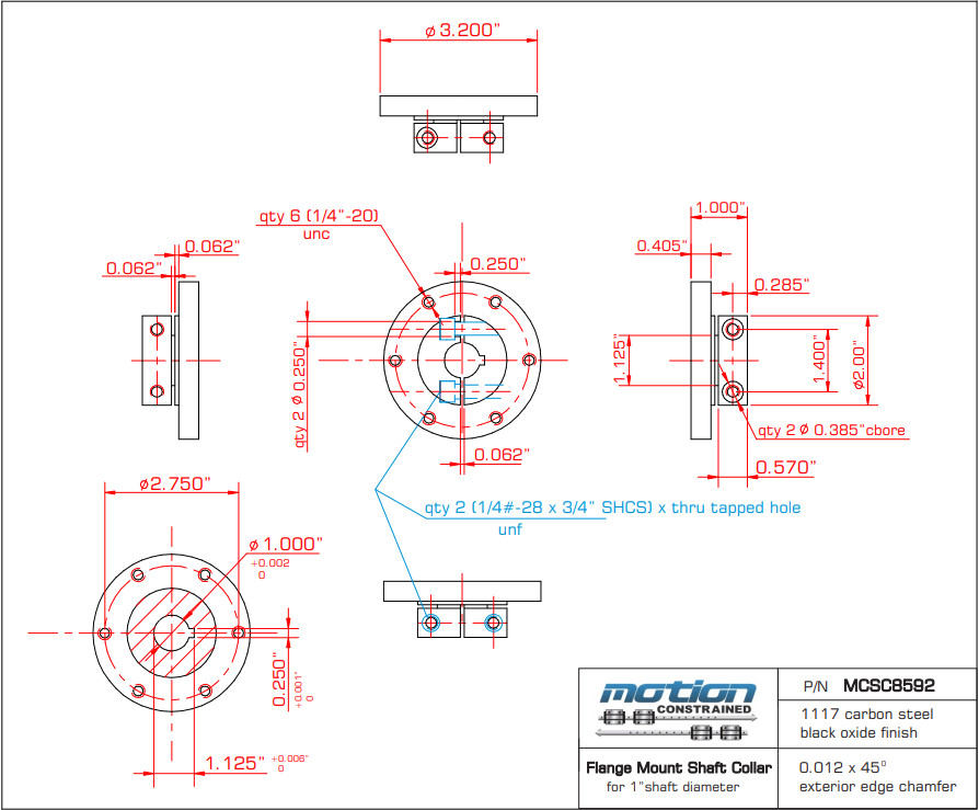 Motion Constrained MCSC Flange / Hub Mount Shaft Collar Couplings