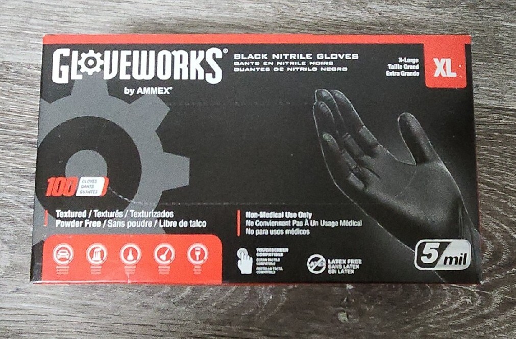 AMMEX GlovePlus Nitrile Gloves, Black – XL (100 Pack)