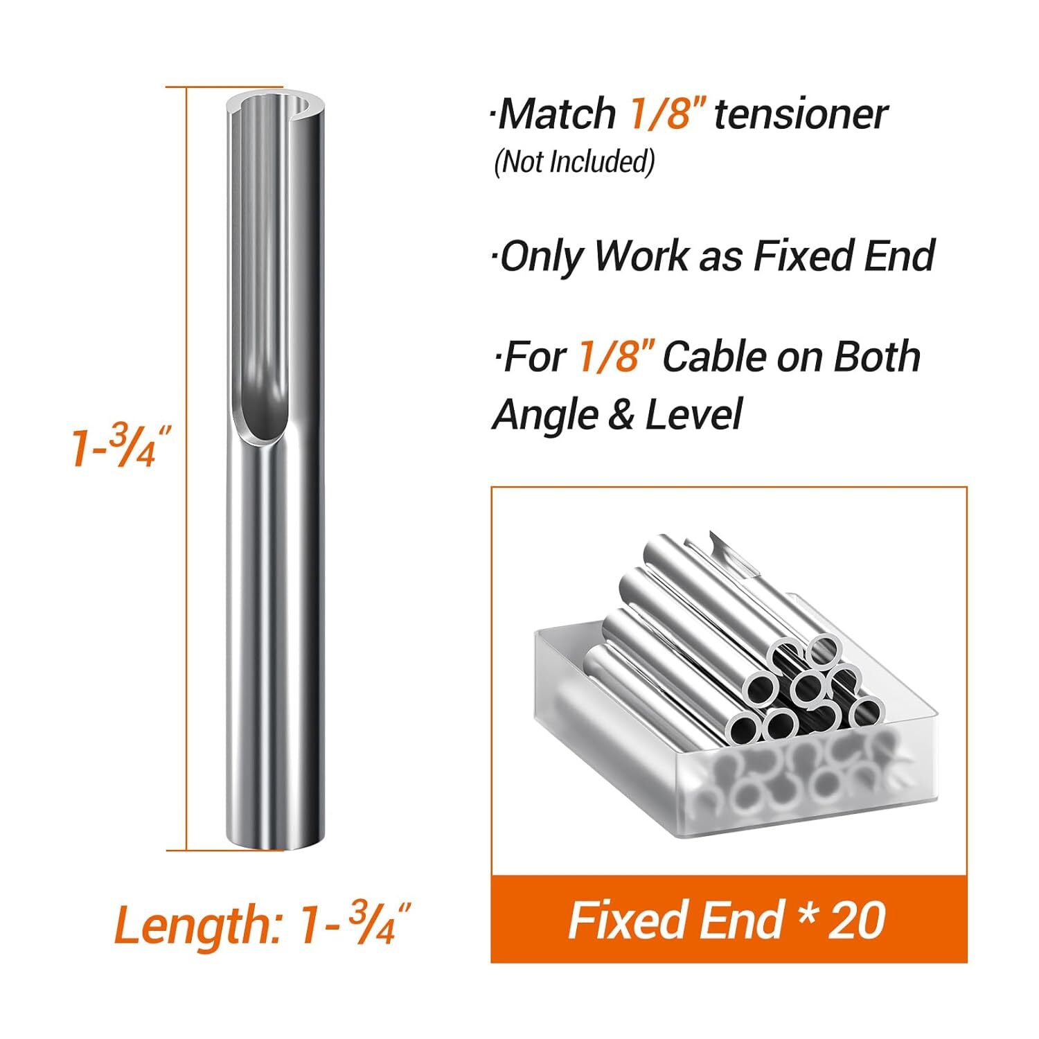 20Pack Cable Railing Hardware Kit, T316 Stainless Steel 1/8″ Invisible Tensioner