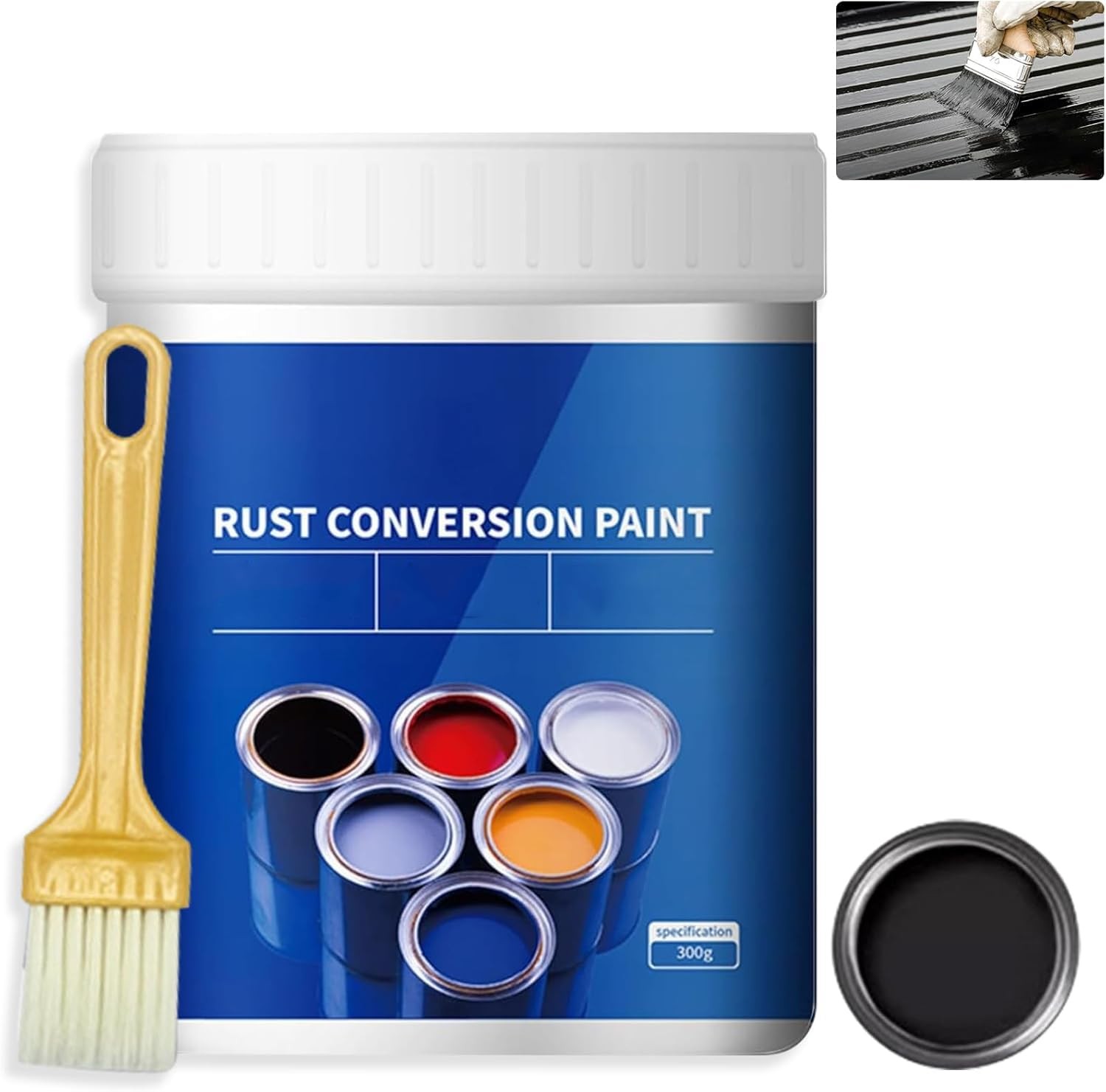 Rust Converter Paint for Metal, Water-Based, 10.7 Oz (Black)