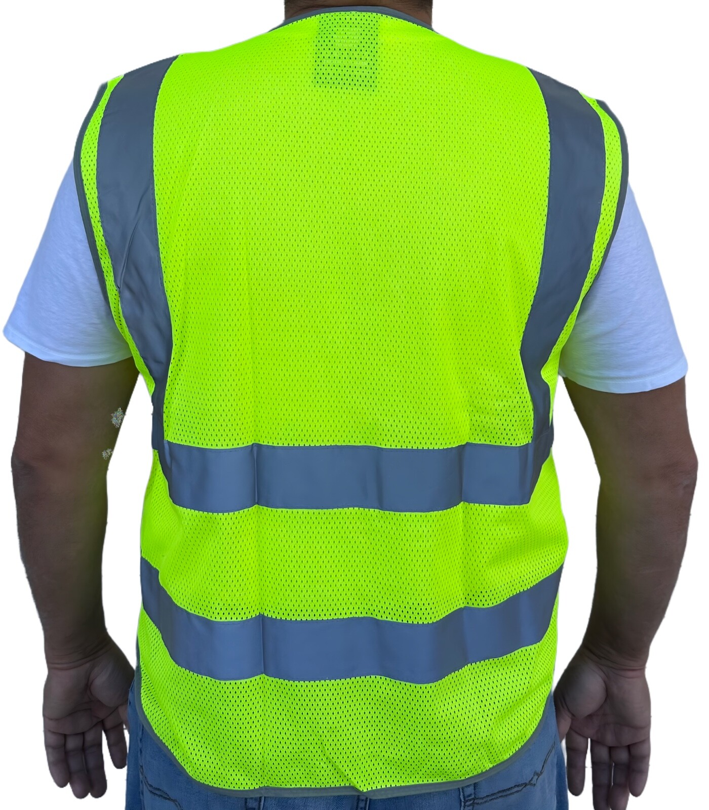 Yellow Mesh High Visibility Safety Vest, ANSI/ ISEA 107-2020 With 5 Pockets