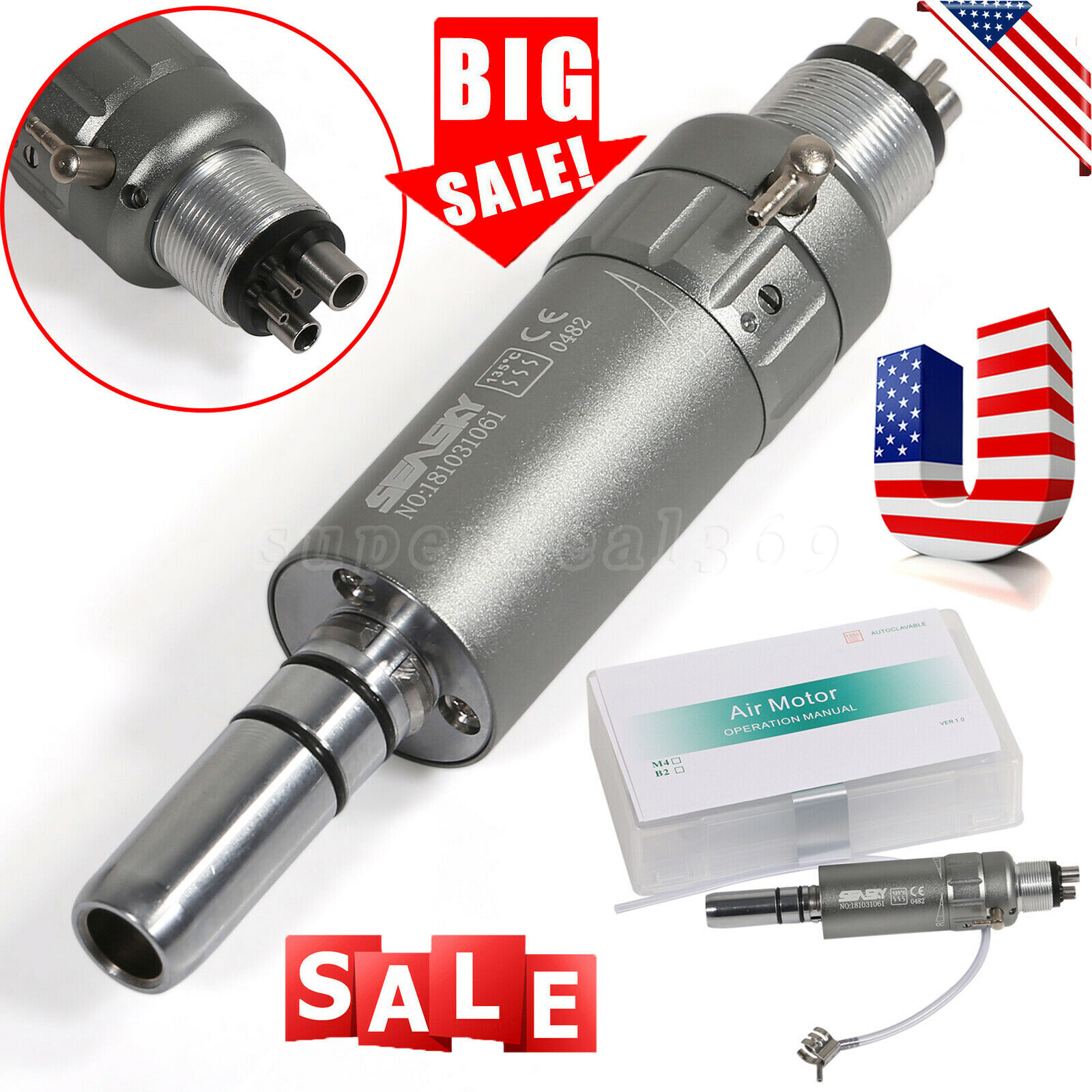 Seasky Dental Air Motor 2/4Hole Low Speed Handpiece E-type For NSK Midwest Dr