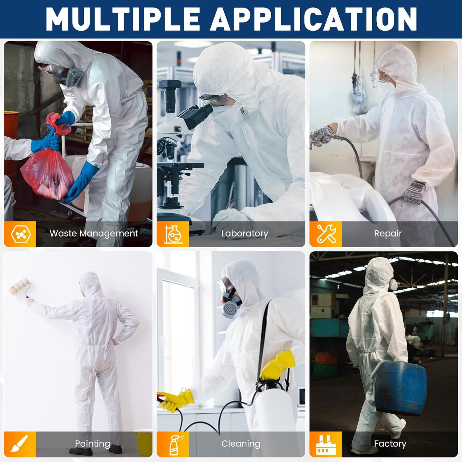 30 Pack Disposable Protective Coveralls, Heavy Duty Full Body Painters Suit for