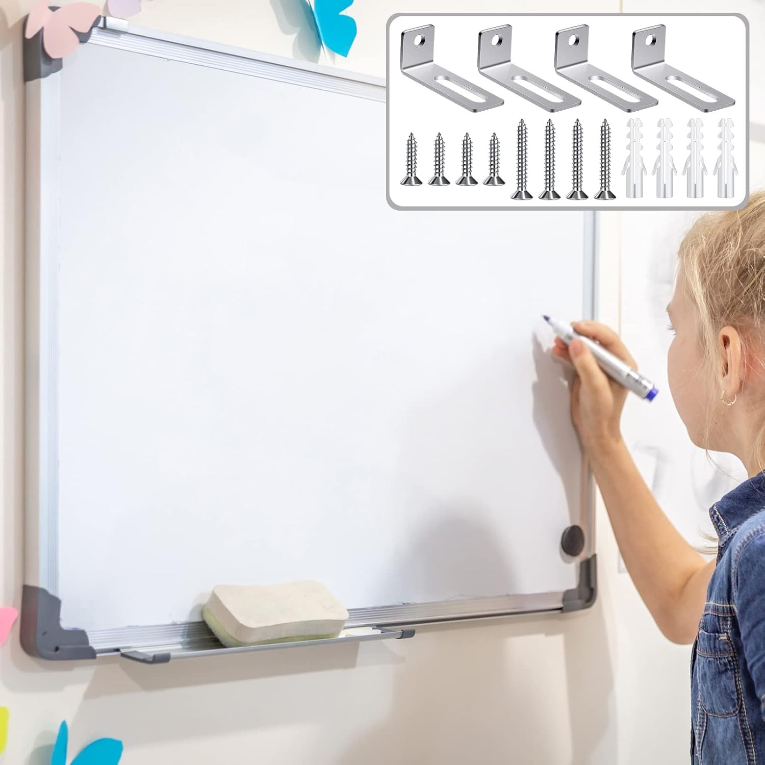Oudain 20 Set Whiteboard Brackets Installation Hardware Kit White