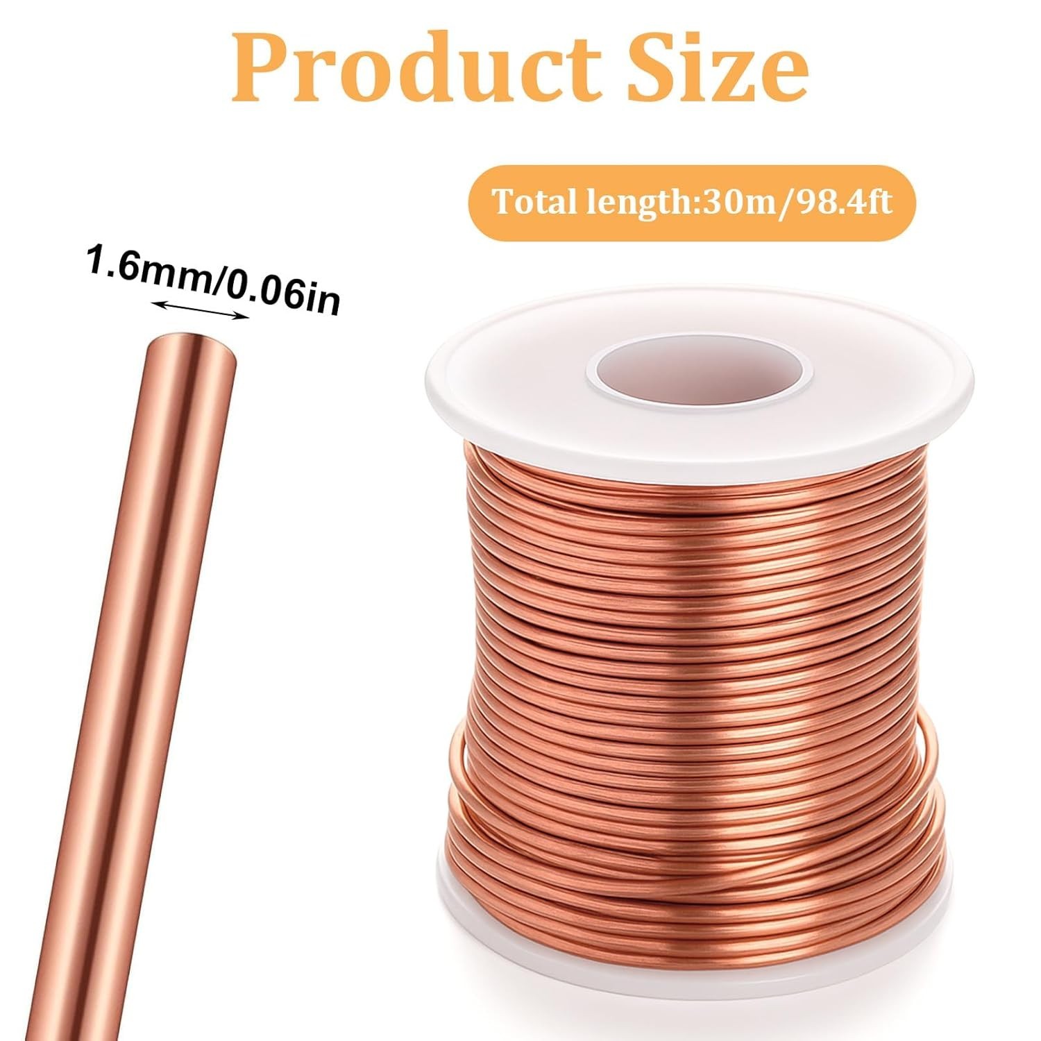 14 Gauge Copper Wire 1.6mm 98 Feet Dead Soft Solid Bare Copper Wire for Elect…