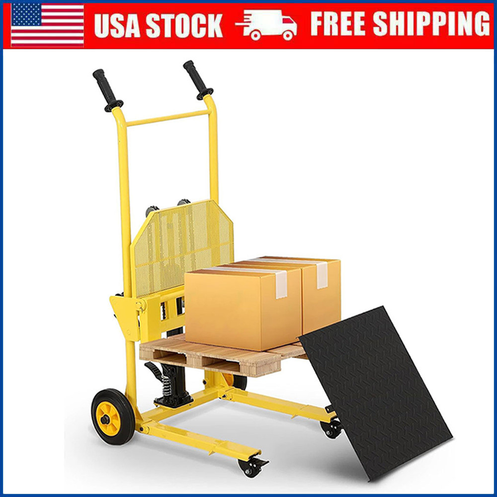 Material Lift Winch Stacker, Hydraulic Lift Table Cart 440 Lbs , 36″ Lift Height