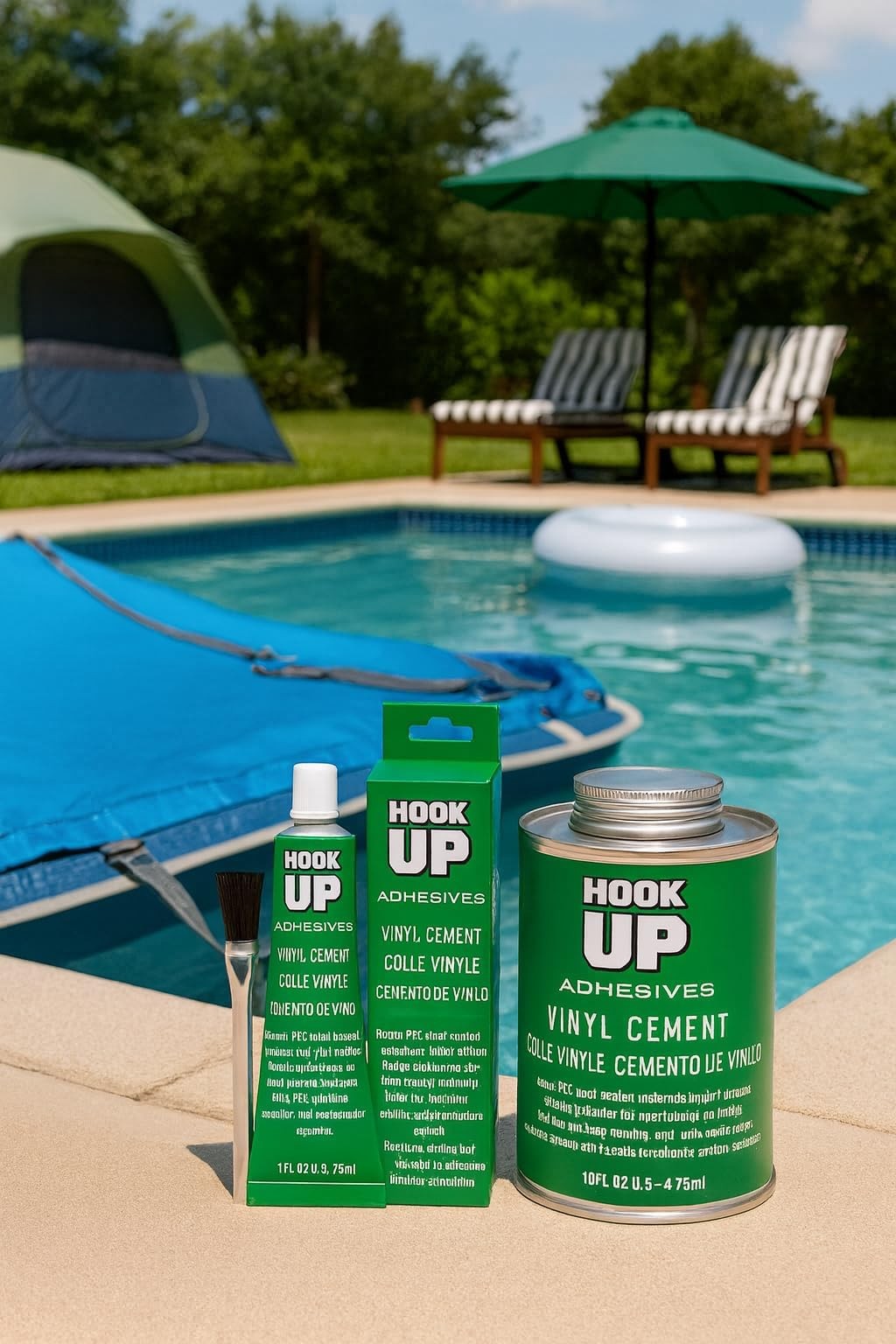 HOOK UP Vinyl Cement – Waterproof Pool Liner Repair Glue for Vinyl & PVC, Fas…