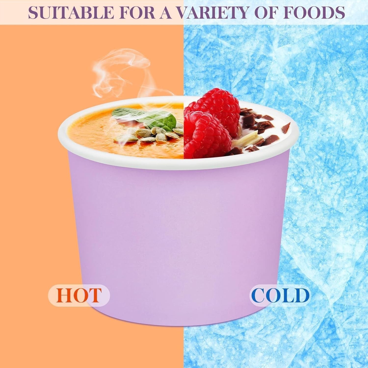 50 Pack Ice Cream Containers with Lids 8 Ounces Disposable Soup Bowls with Li…