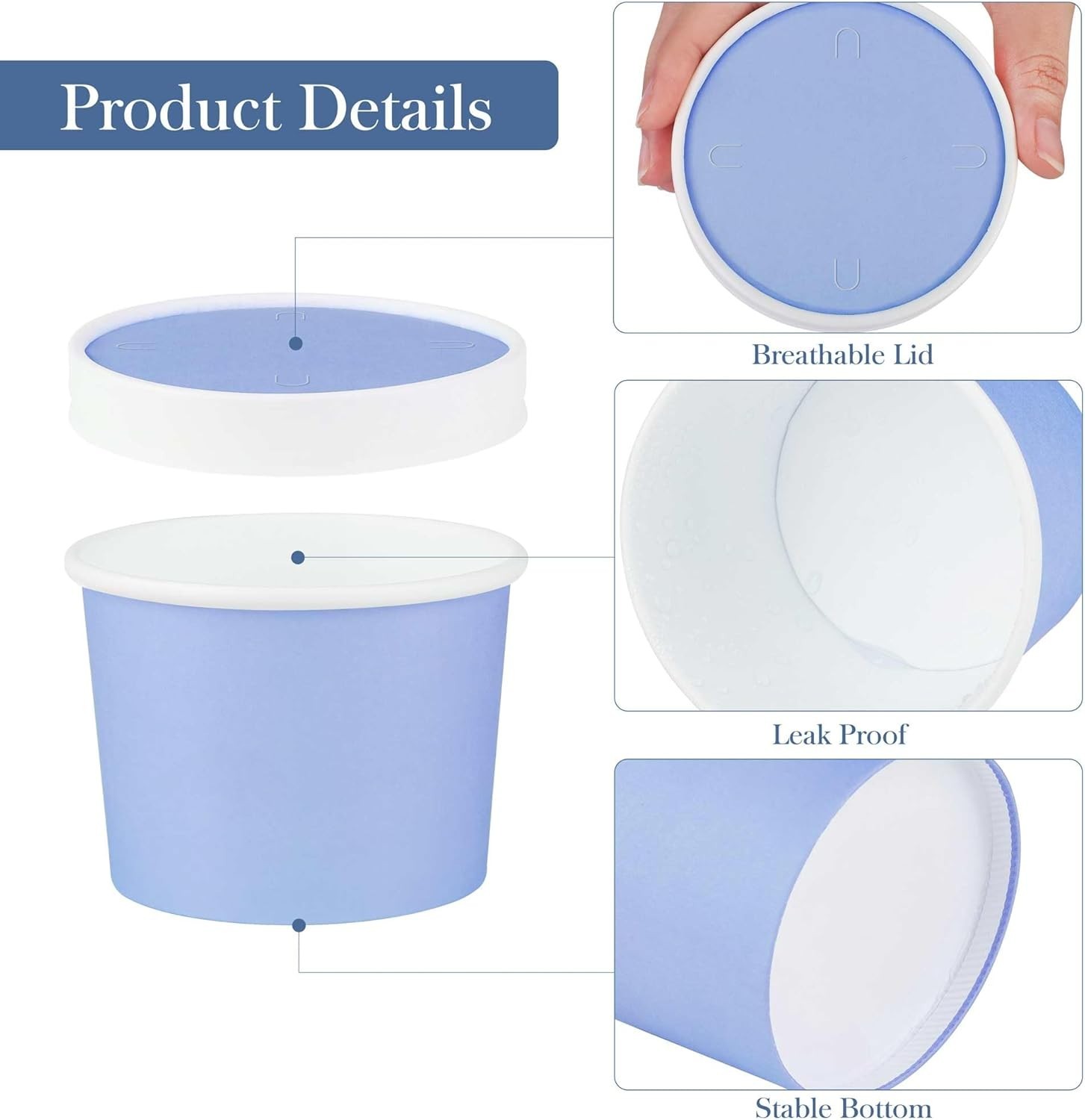 50 Pack Ice Cream Containers with Lids 8 Ounces Disposable Soup Bowls with Li…
