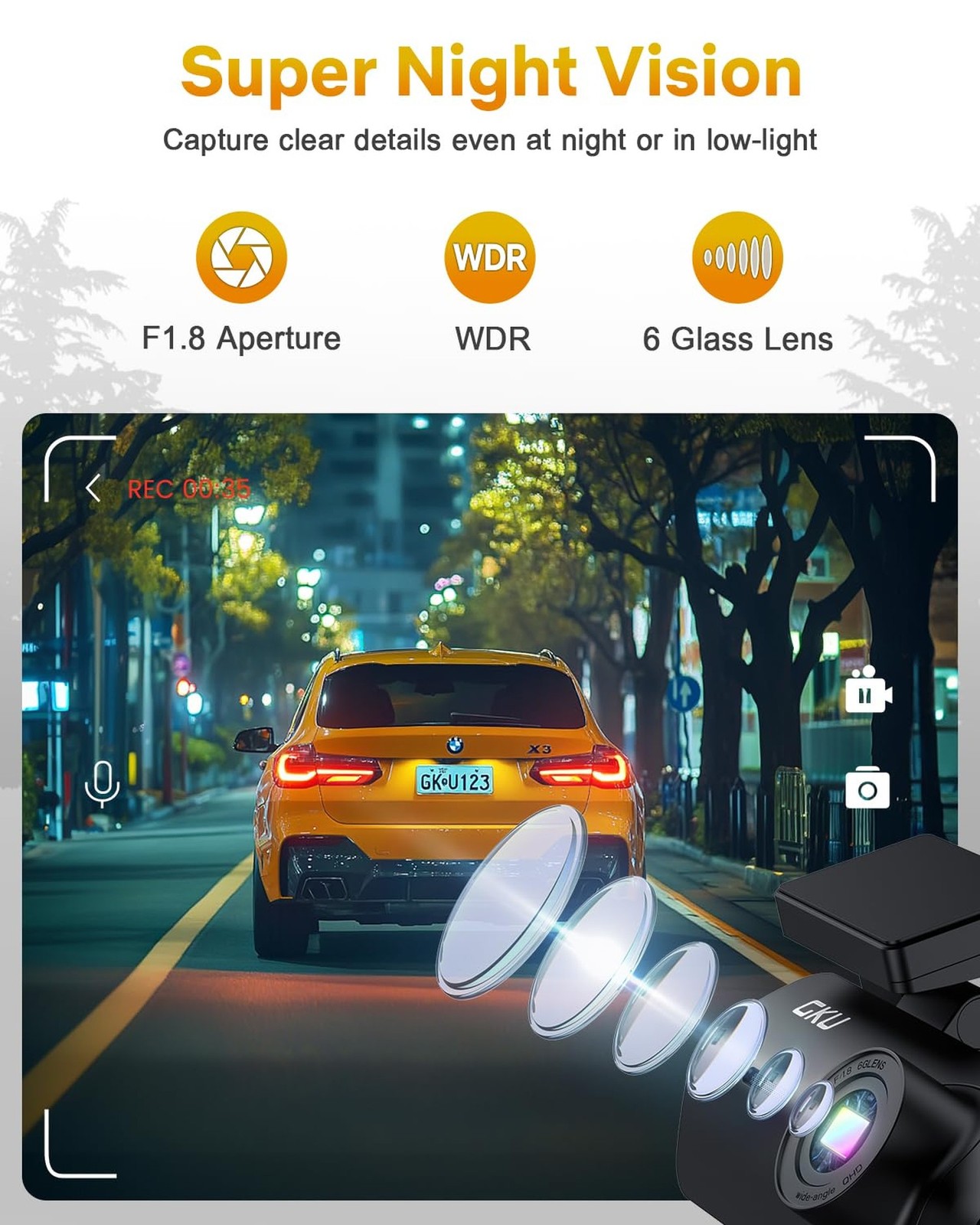 GKU 4K Dash Cam Front, Mini DashCam Includes 64GB Card, Dash Camera Built-in …