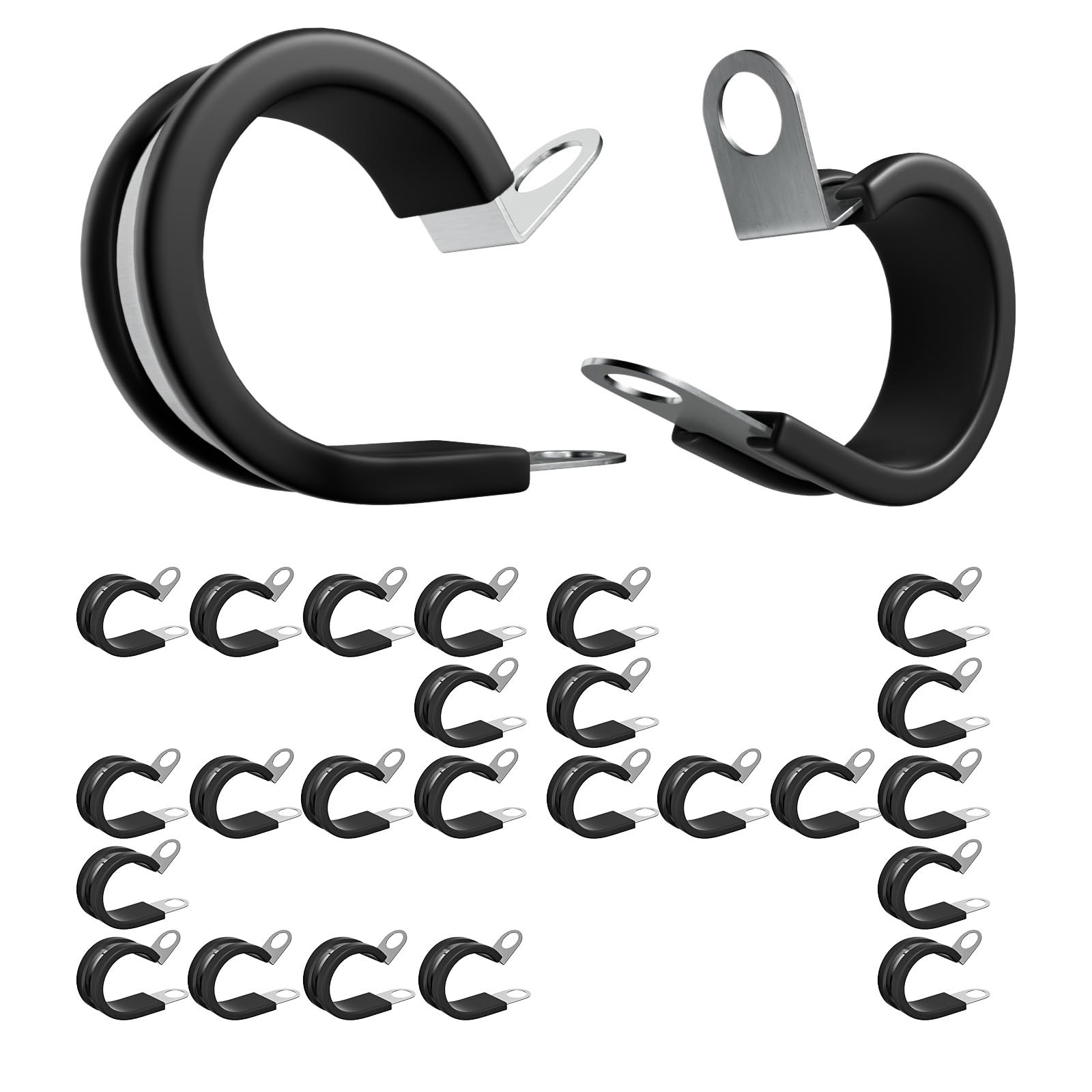 24pcs 3/4 Inch Stainless Steel Cable Clamps With Two Kinds Of Screwsrubber Cushi