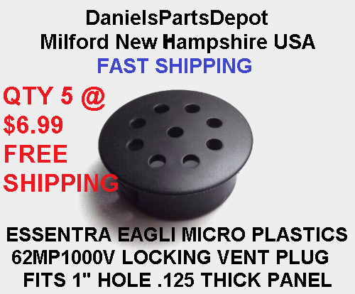 x5 1″ VENT HOLE PLUG ESSENTRA 62MP1000V LOCKING NYLON PLASTIC HEYCO STYLE CAP