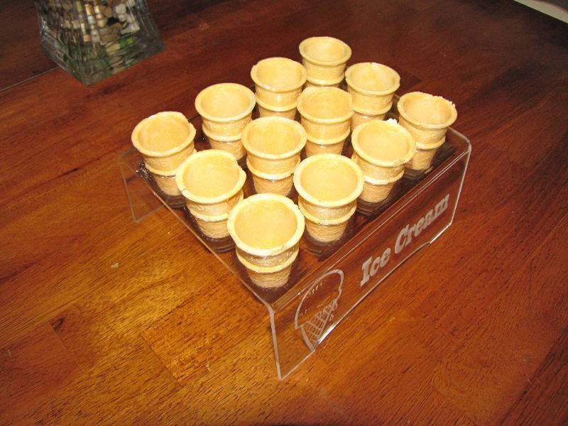 Engraved Acrylic ((MINI CONE ONLY)) 12 Ice Cream Cone Holder Tray Display Stand