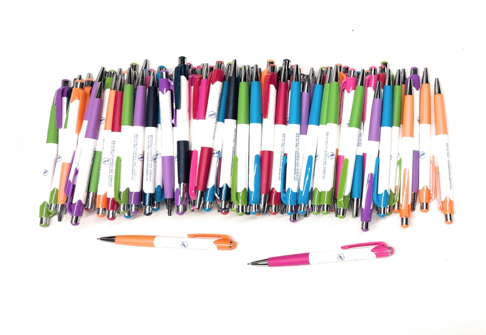 100ct Bulk Lot Misprint Rubber Grip Click Pens MARDI GRAS Hub Pen: MULTI COLOR