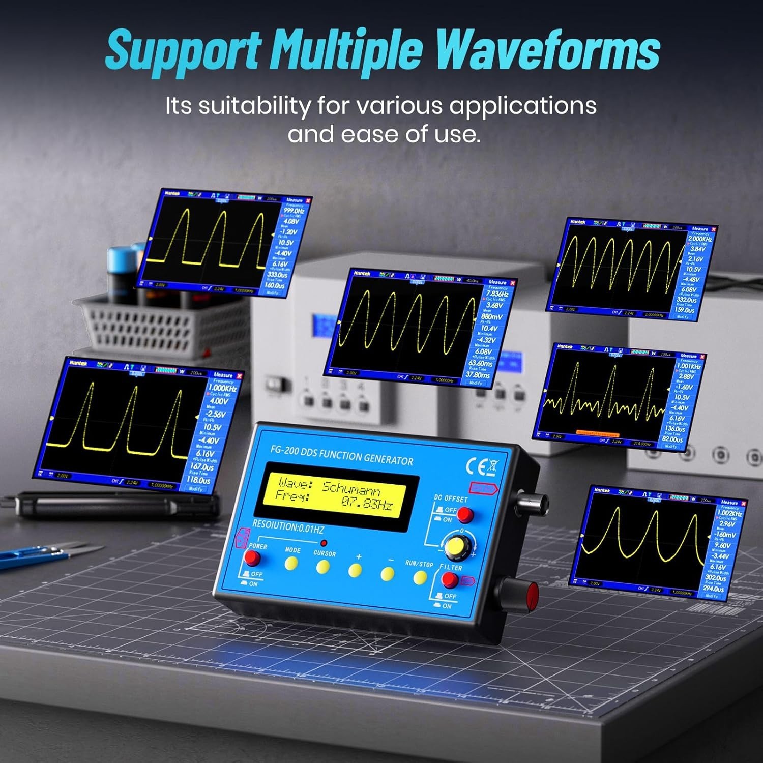 1Hz-500kHz DDS Signal Generator with Schumann Resonator, Portable Multifuncti…