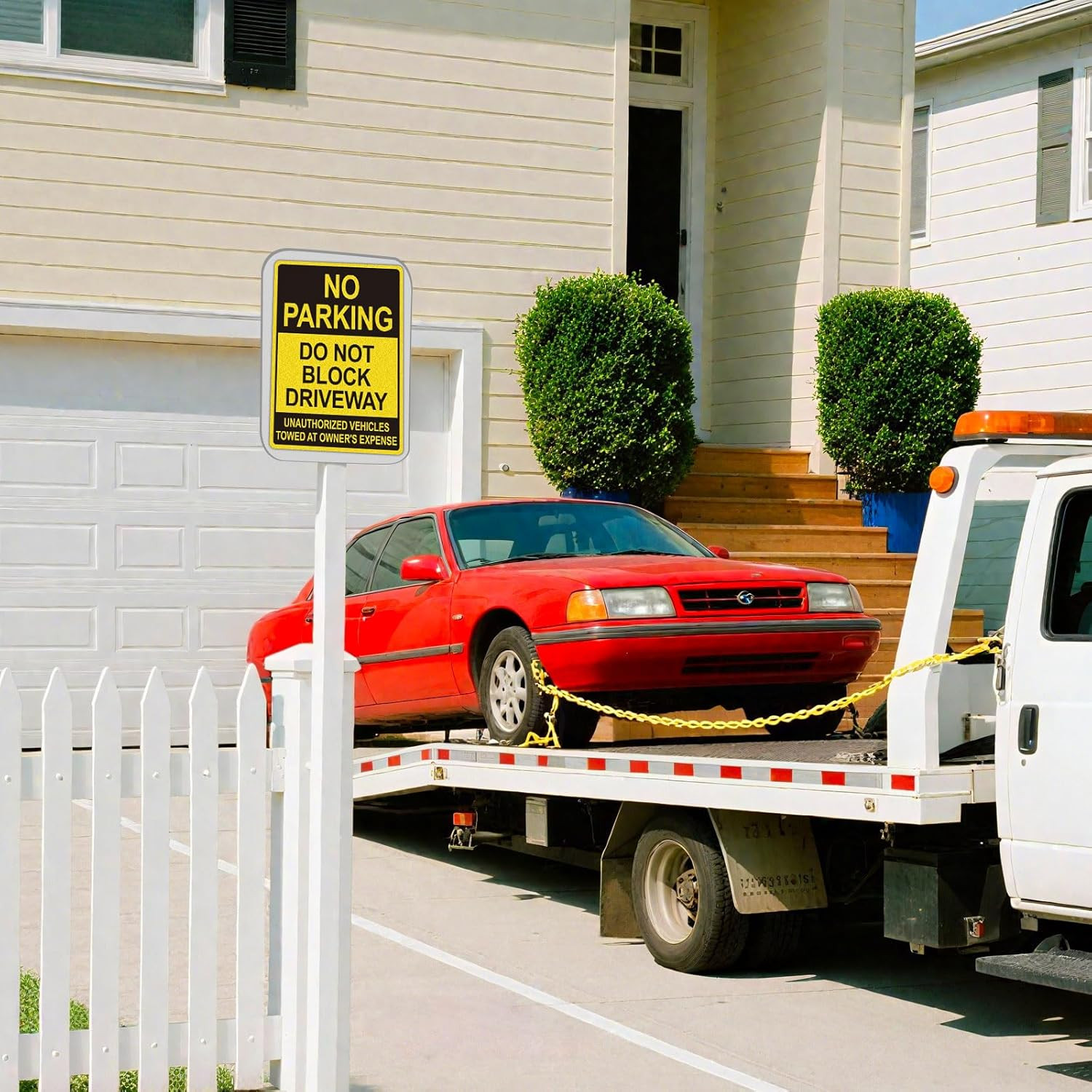 No Parking Signs Do Not Block Driveway Sign, Unauthorized Vehicles Towed at Owne