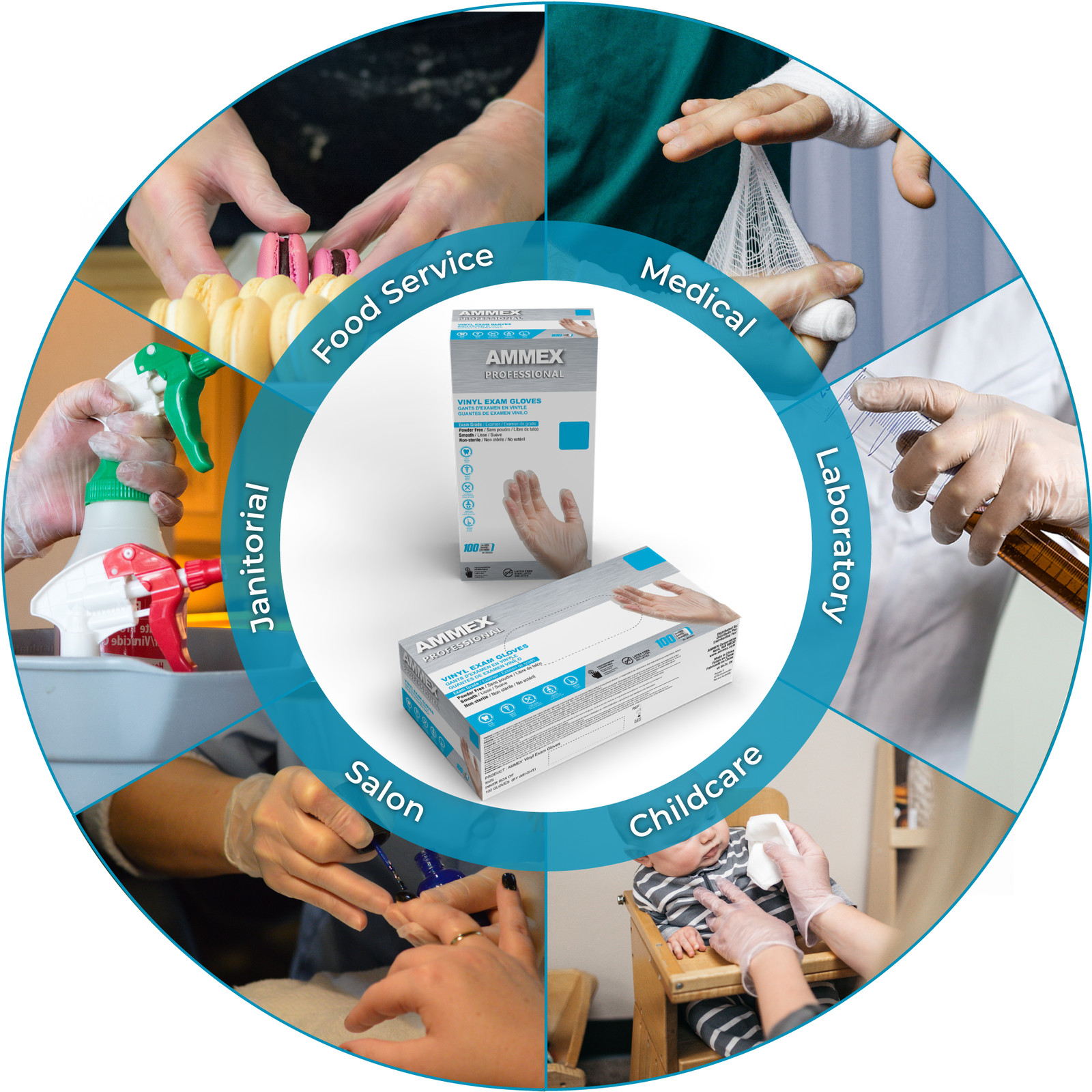 AMMEX Clear Vinyl Disposable Exam Gloves 3 Mil Latex-Free & Food-Safe