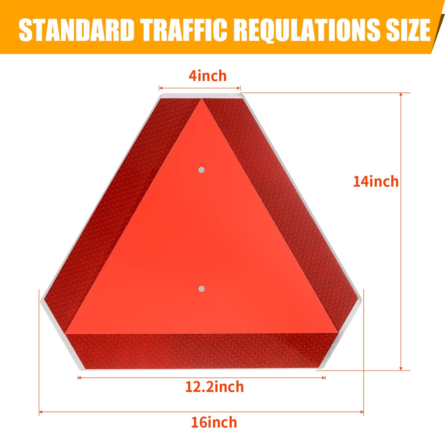 Slow Moving Vehicle Safety Sign,Slow 14×16 inches, Aluminum